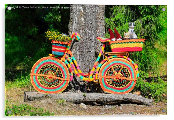 Bike Covered with Colorful Crochet and Knitwork Acrylic by Taina Sohlman