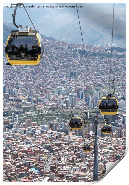 La Paz city view Print by Jo Sowden