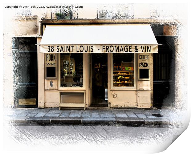 Cheese and Wine Shop Paris Print by Lynn Bolt