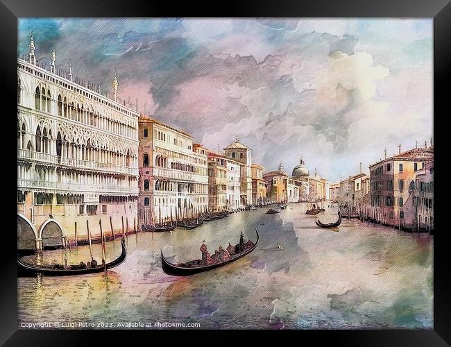 Watercolor painting  Grand Canal Venice.,Italy. Framed Print by Luigi Petro