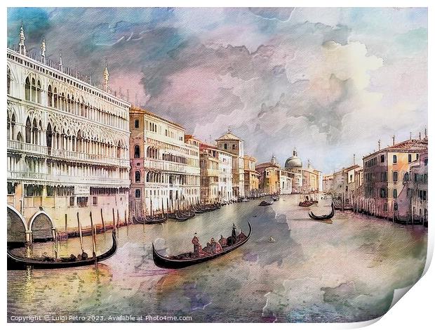 Watercolor painting  Grand Canal Venice.,Italy. Print by Luigi Petro
