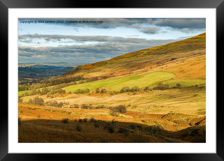 Looking Down the Tarell Valley towards Brecon  Framed Mounted Print by Nick Jenkins