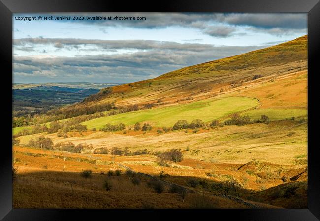 Looking Down the Tarell Valley towards Brecon  Framed Print by Nick Jenkins