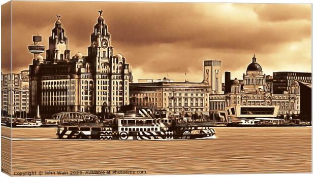 Liverpool Waterfront Skyline (Digital Art)  Canvas Print by John Wain