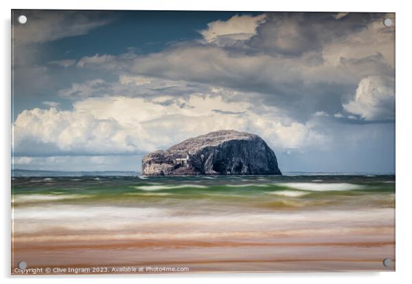 Bass Rock seascape Acrylic by Clive Ingram