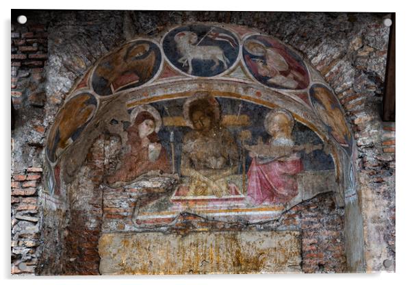 Jesus Christ In Medieval Apse Fresco Acrylic by Artur Bogacki