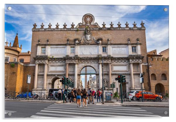Porta del Popolo Gate In Rome Acrylic by Artur Bogacki