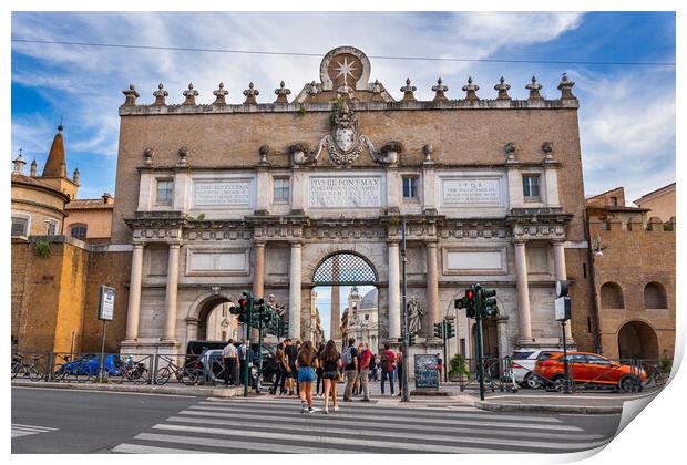 Porta del Popolo Gate In Rome Print by Artur Bogacki