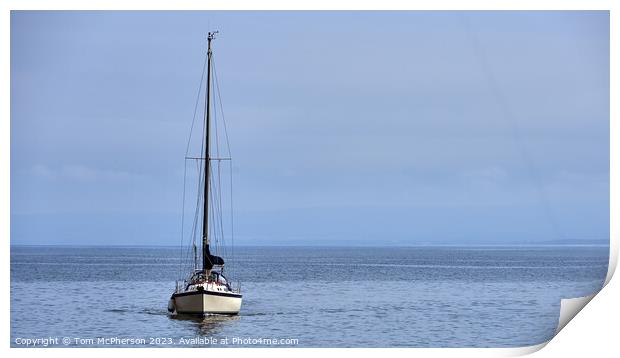 "Solitude: A Lone Yacht Sailing on the Serene Mora Print by Tom McPherson