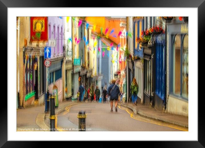 Falmouth High street (abstract) Framed Mounted Print by Ian Stone