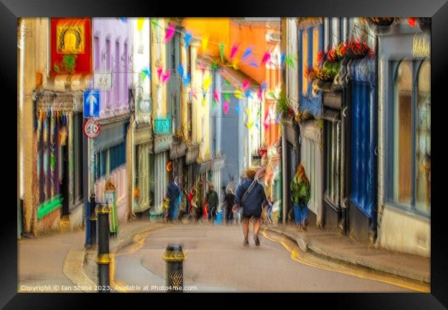 Falmouth High street (abstract) Framed Print by Ian Stone