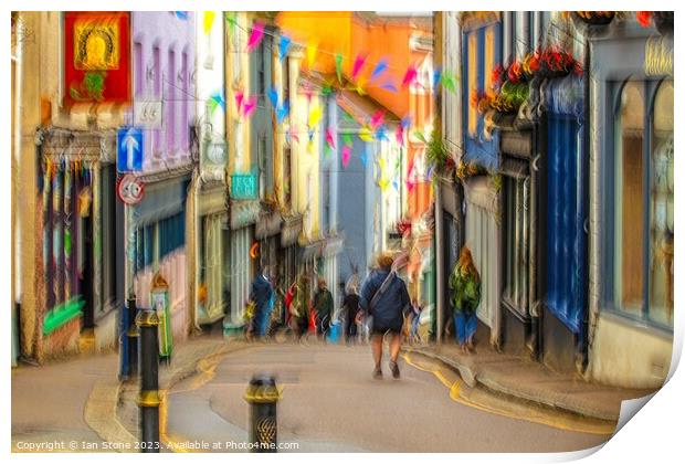 Falmouth High street (abstract) Print by Ian Stone