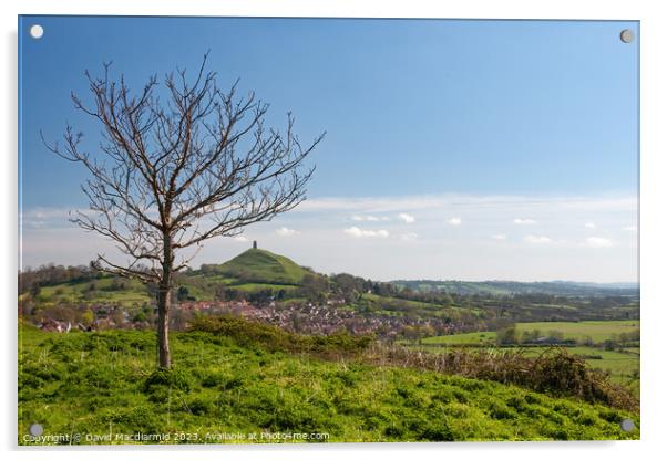 A view from Wearyall Hill to Glastonbury Tor Acrylic by David Macdiarmid