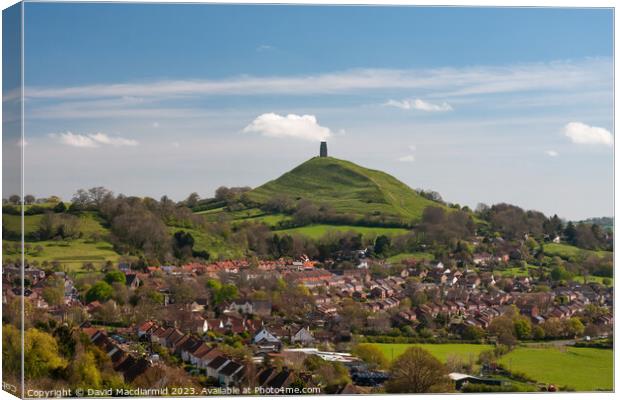 A view from Wearyall Hill to Glastonbury Tor Canvas Print by David Macdiarmid