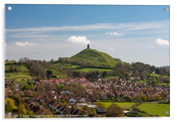 A view from Wearyall Hill to Glastonbury Tor Acrylic by David Macdiarmid