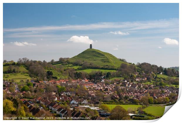 A view from Wearyall Hill to Glastonbury Tor Print by David Macdiarmid