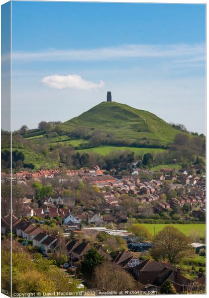 A view from Wearyall Hill to Glastonbury Tor Canvas Print by David Macdiarmid