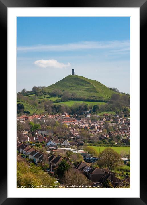 A view from Wearyall Hill to Glastonbury Tor Framed Mounted Print by David Macdiarmid