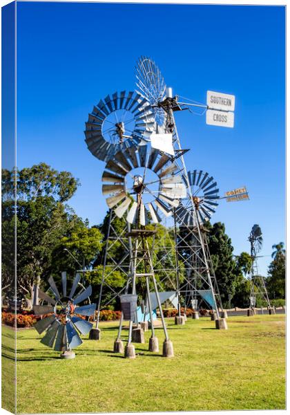 Toowoomba Windmills on Cobb and Co Museum Canvas Print by Antonio Ribeiro