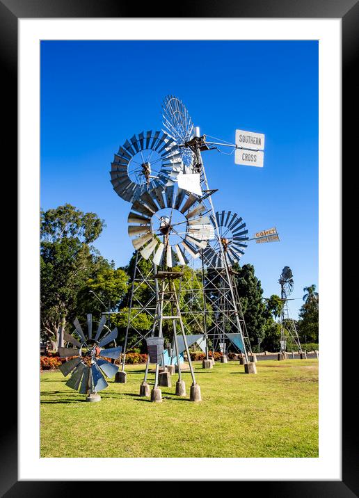 Toowoomba Windmills on Cobb and Co Museum Framed Mounted Print by Antonio Ribeiro