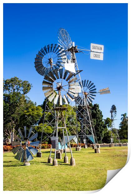 Toowoomba Windmills on Cobb and Co Museum Print by Antonio Ribeiro