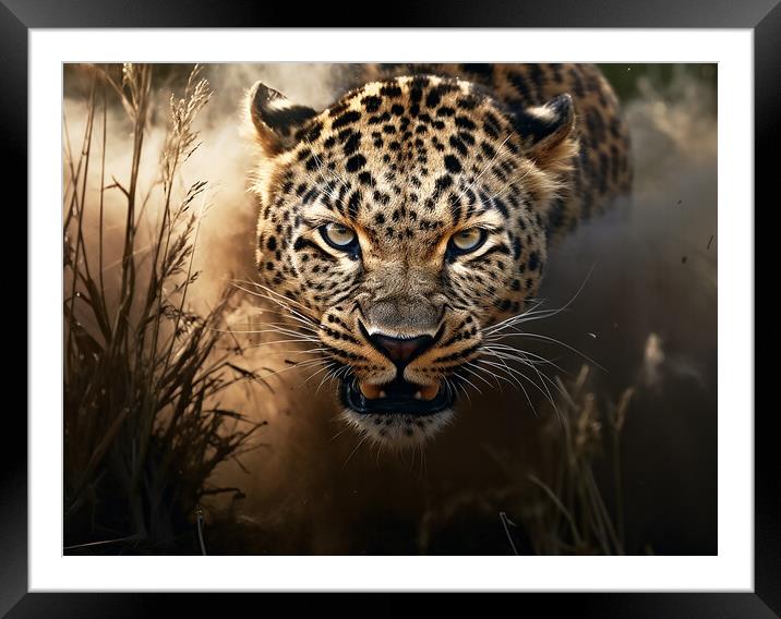 Leopard Framed Mounted Print by Steve Smith