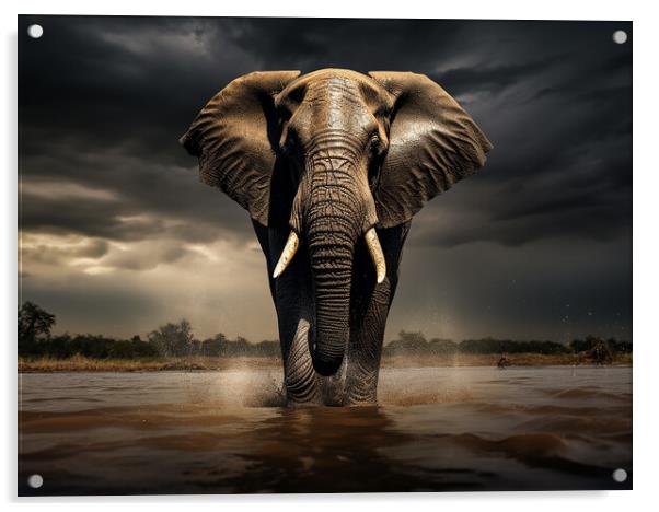 African Elephant Acrylic by Steve Smith