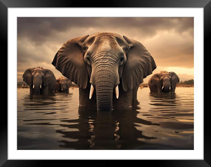 Elephant Framed Mounted Print by Steve Smith