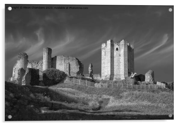 Conisbrough Castle Acrylic by Alison Chambers