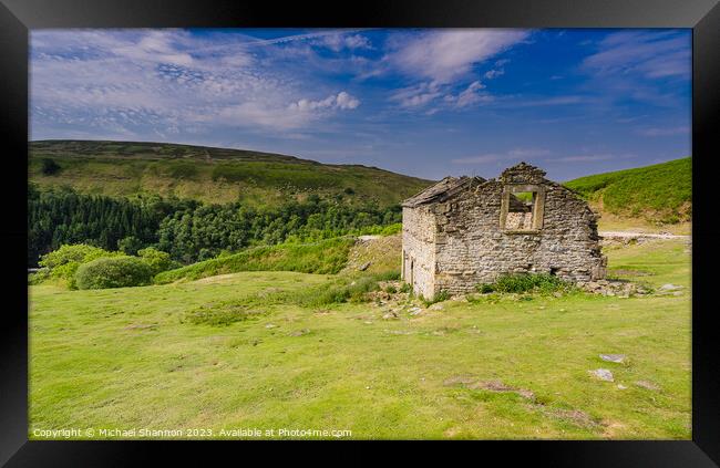 Derelict Stone Barn in Swaledale Framed Print by Michael Shannon