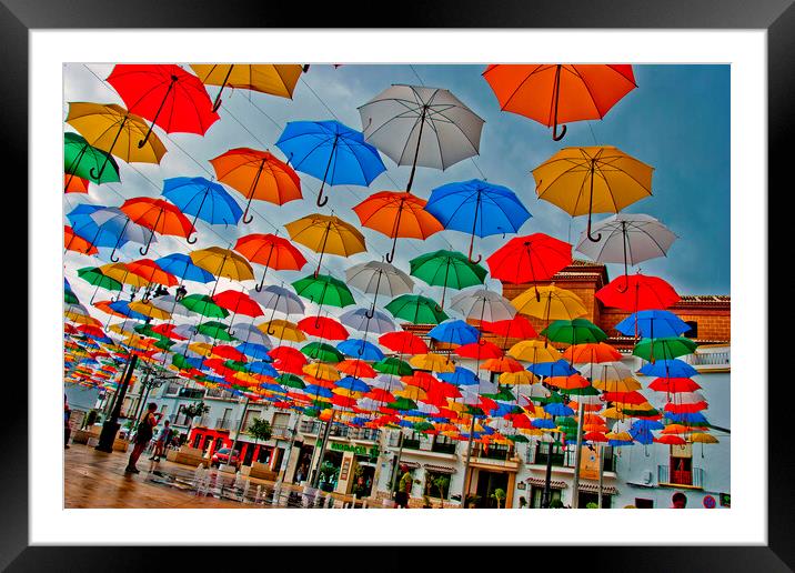 Vibrant Umbrellas Transform Torrox Square Framed Mounted Print by Andy Evans Photos