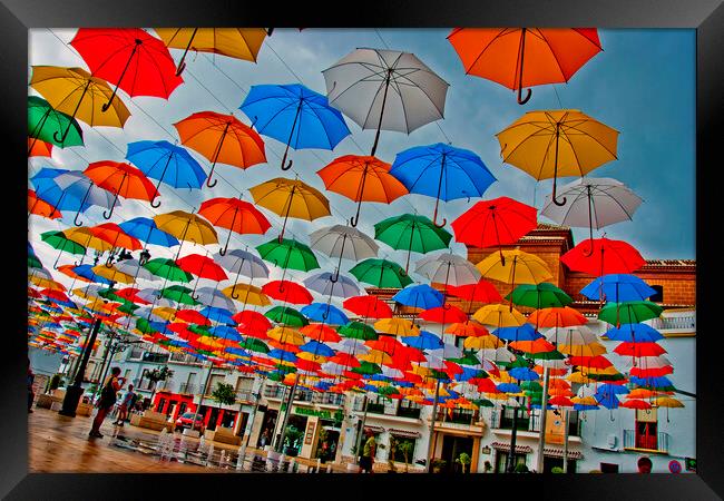 Vibrant Umbrellas Transform Torrox Square Framed Print by Andy Evans Photos