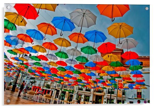 Vibrant Umbrellas Transform Torrox Square Acrylic by Andy Evans Photos