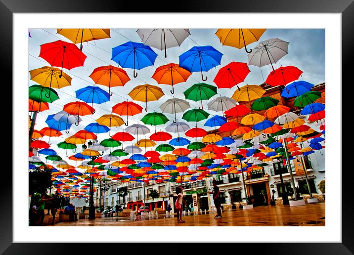 Vibrant Umbrella Haven in Torrox Framed Mounted Print by Andy Evans Photos