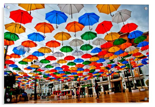 Vibrant Umbrella Haven in Torrox Acrylic by Andy Evans Photos
