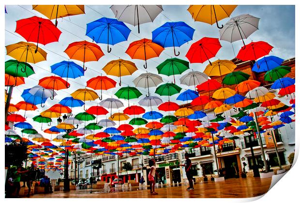 Vibrant Umbrella Haven in Torrox Print by Andy Evans Photos