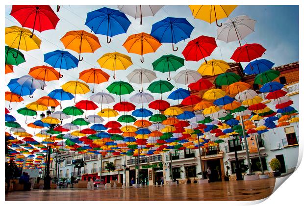 "Vibrant Umbrella Canopy in Torrox" Print by Andy Evans Photos
