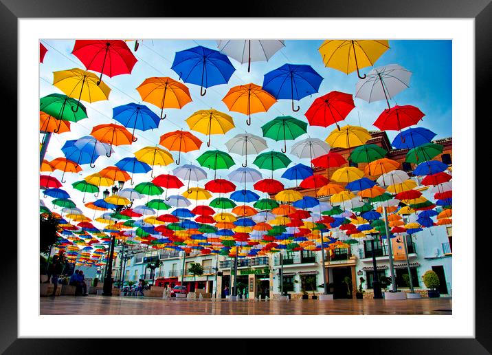 Vibrant Umbrella Canopy in Torrox Framed Mounted Print by Andy Evans Photos