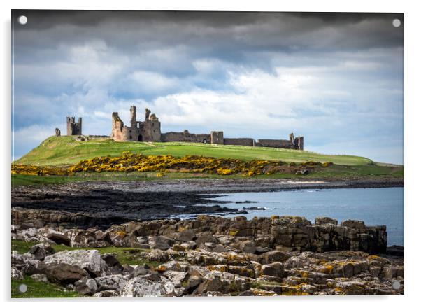 Dunstanburgh Castle Acrylic by Peter Jarvis