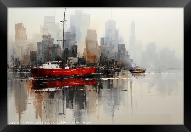 New York Harbour Framed Print by Robert Deering