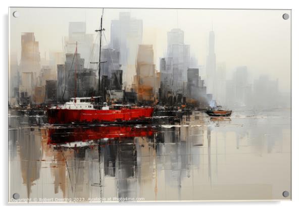 New York Harbour Acrylic by Robert Deering