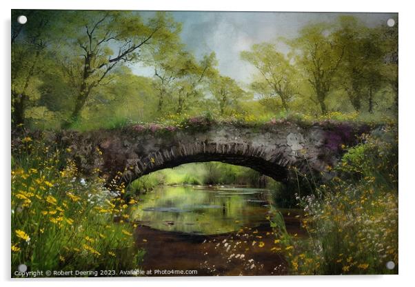 Wildflower Bridge Acrylic by Robert Deering