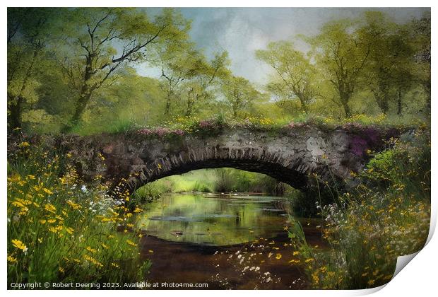 Wildflower Bridge Print by Robert Deering