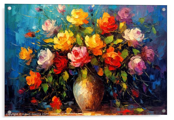 Radiant Rose Bouquet Acrylic by Robert Deering