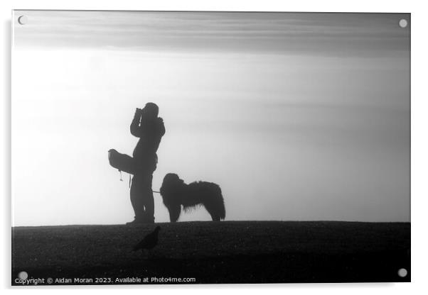 The Photographer And His Dog  Acrylic by Aidan Moran
