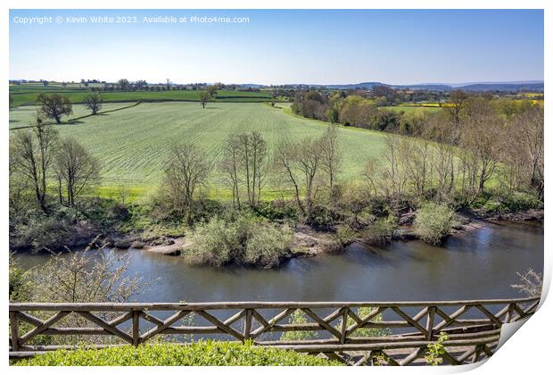 View across to farmland fron The Weir Gardens Print by Kevin White