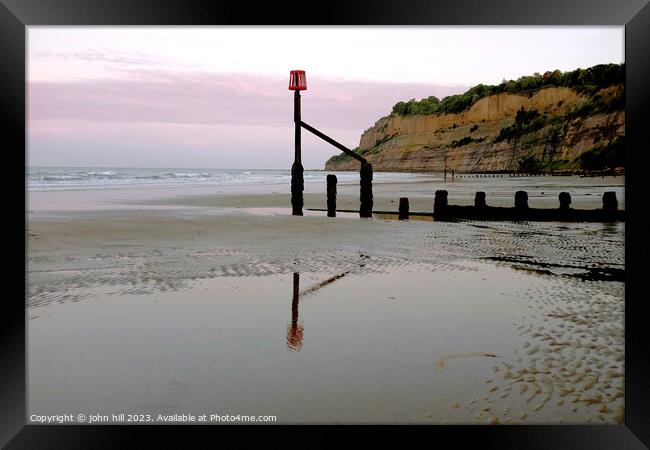 "Serene Beachscape: Enchanting Dawn Reflections" Framed Print by john hill