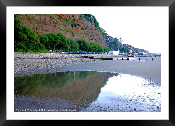 Serene Morning Reflections on Chine Beach Framed Mounted Print by john hill