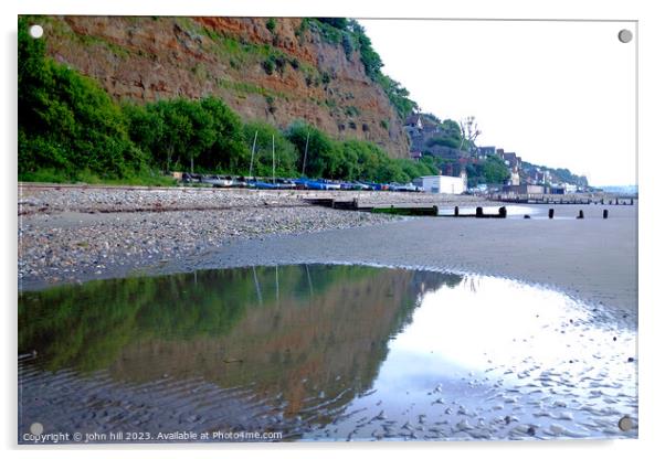 Serene Morning Reflections on Chine Beach Acrylic by john hill