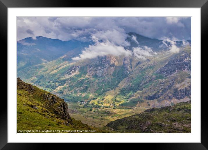 Llanberis Pass viewed from Snowdon Snowdonia Wales Framed Mounted Print by Phil Longfoot